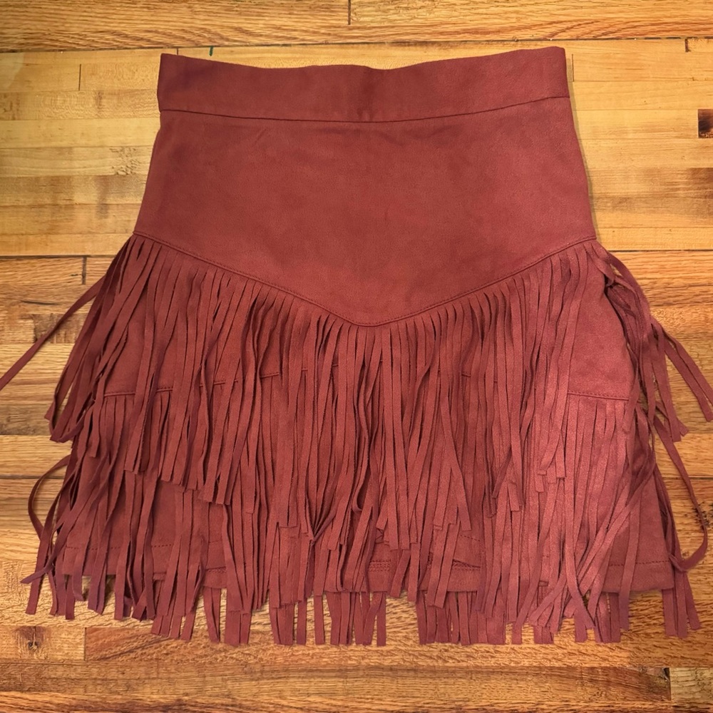 Red Ruffled Mini Skirt